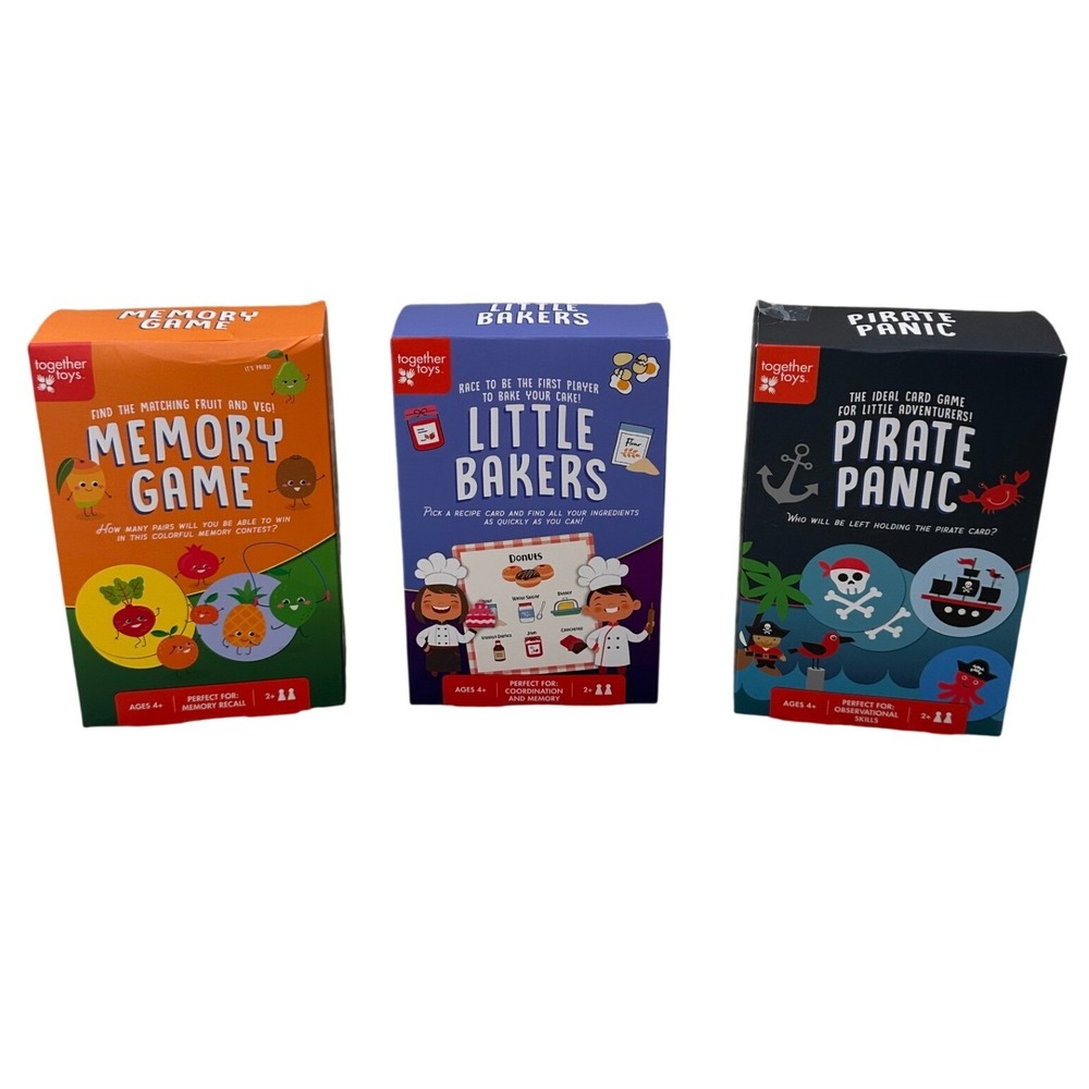 Together Toys Card Game Bundle Little Bakers Pirate Panic Memory Game Kids Lot